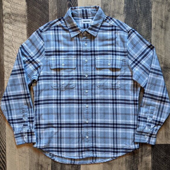 Taylor Stitch The Ledge Shirt Faded Blue Plaid Flannel Medium - Picture 2 of 7